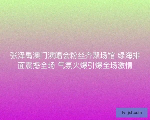 张泽禹澳门演唱会粉丝齐聚场馆 绿海排面震撼全场 气氛火爆引爆全场激情 张泽禹澳门演唱会粉丝齐聚场馆 绿海排面震撼全场 气氛火爆引爆全场激情
