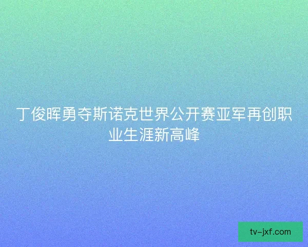 丁俊晖勇夺斯诺克世界公开赛亚军再创职业生涯新高峰