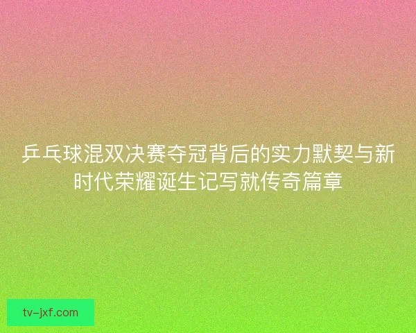 乒乓球混双决赛夺冠背后的实力默契与新时代荣耀诞生记写就传奇篇章